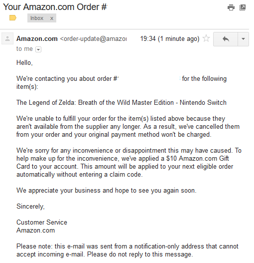 Amazon Cancelling Some Breath of the Wild Master Edition Preorders
